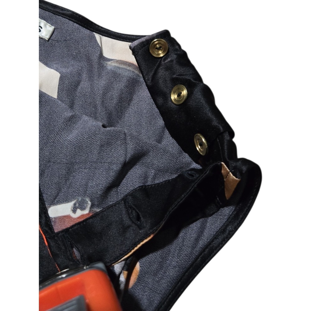 Acne Studios Clair‎ PR Satin Silk Graphic Print Split Back Top Black Size 36 - Picture 7 of 10